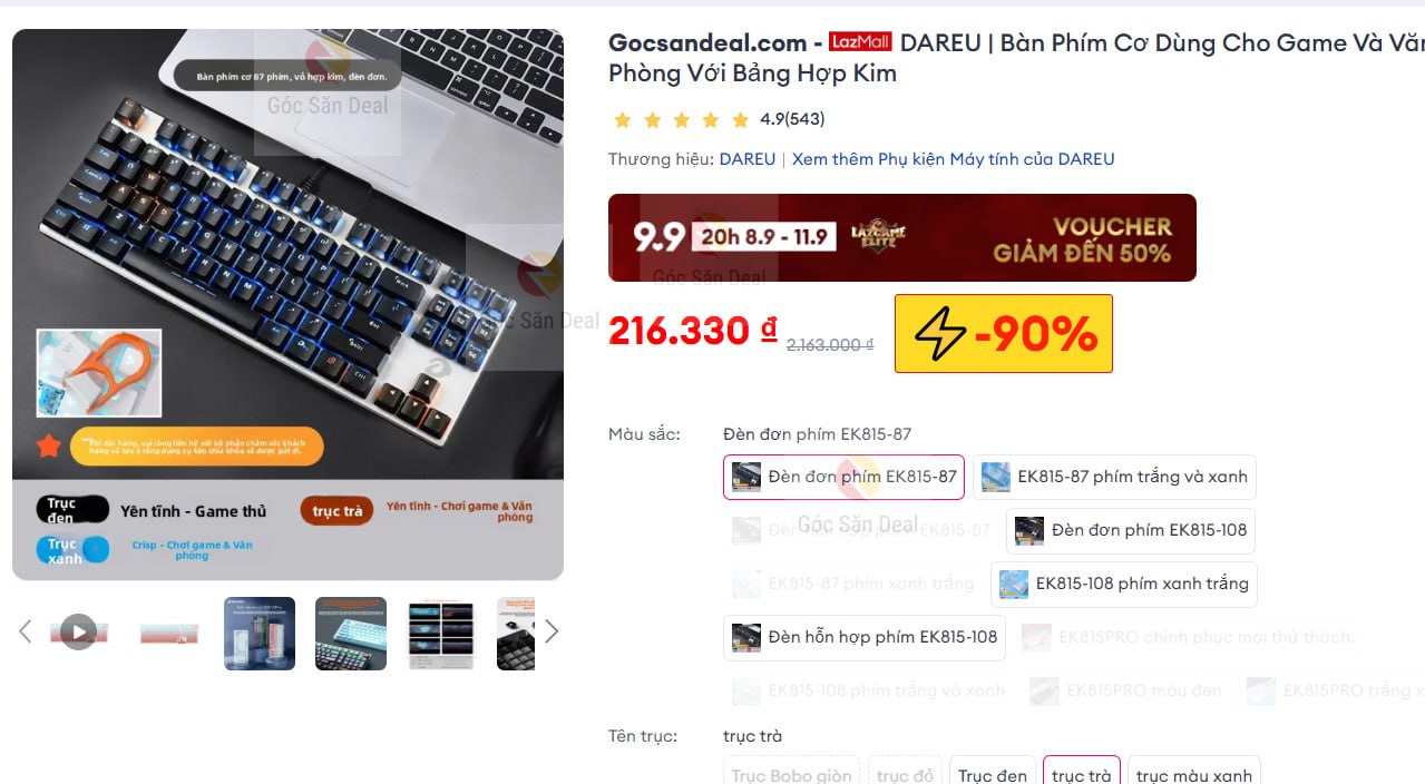 Húp phím cơ DAREU EK815-87 khung hợp kim giá 216K cho ae hssv
- Thiết kế 87 phím nhỏ gọn, khung hợp kim bền bỉ, phù hợp cho ae dùng chơi game hay làm việc.
- Cảm giác gõ ổn, LED đẹp, mức giá này cho ae học sinh sinh viên thì quá hời.
👉 https://s.lazada.vn/s.Mwh5k?c=c&t=p-i3VkSqL-sGovGNQ
----
DAREU | Bàn Phím Cơ Dùng Cho Game Và Văn Phòng Với Bảng Hợp Kim EK815-87
