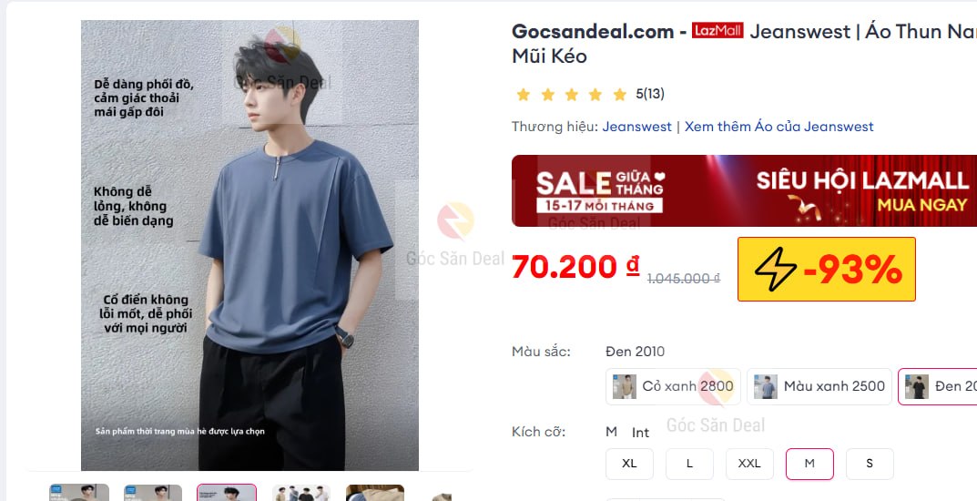 Húp áo thun có cổ Jeanswest sale rẻ 70K, freeship cho ae.
- Thiết kế tay ngắn, chất liệu vải mỏng nhẹ và thoáng mát.
- Kiểu dáng hiện đại, dễ phối đồ mặc thường ngày hoặc đi chơi đều ổn.
👉 Mua ngay  :  https://s.lazada.vn/s.MSl9K?c=d&t=p-iEcn8vp-s23l2vYq
----
Jeanswest | Áo Thun Nam Tay Ngắn Mỏng Có Mũi Kéo
