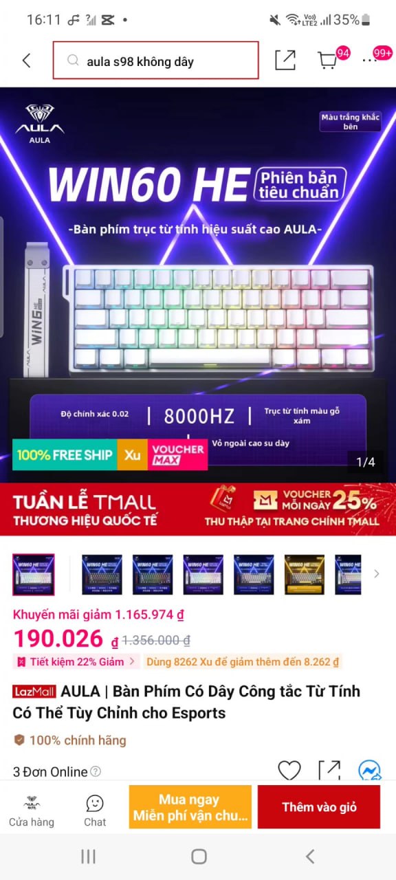 Lụm bàn phím AULA Win60 giá 190K, ngon cho ae game thủ.
- Bàn phím cơ trang bị trục từ tính RT hiệu năng cao, phản hồi nhanh nhạy.
- Thiết kế có thể tùy chỉnh cá nhân hóa, tối ưu cho trải nghiệm chơi game chuyên nghiệp.
👉Mua ngay :  https://s.lazada.vn/s.7tfmo?t=p-iEZGgrg-s23MeKaT
----
Bàn phím có dây AULA | WIN60 với công tắc trục từ tính - Bàn phím chơi game RT hiệu năng cao có thể tùy chỉnh