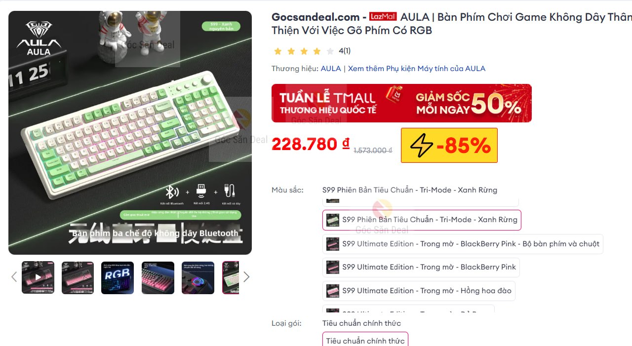 Húp bàn phím AULA S99 giả cơ 3 mode kết nối, có núm xoay giá 2xx
- Bàn phím giả cơ 3 chế độ kết nối, trang bị núm xoay điều chỉnh tiện lợi.
- Thiết kế êm ái, phù hợp làm việc và chơi game, giá này quá hời cho ae cần phím ngon bổ rẻ.
👉 https://s.lazada.vn/s.MITsc?c=c&t=p-i3ZlONc-sHHH5wY
----
AULA | Bộ Bàn Phím Phim Bluetooth Không Dây Đa Chế Độ Thiết Kế Êm Ái S99